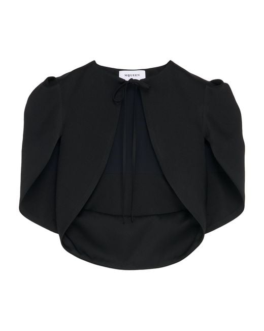 McQueen Black Crepe Cropped Jacket
