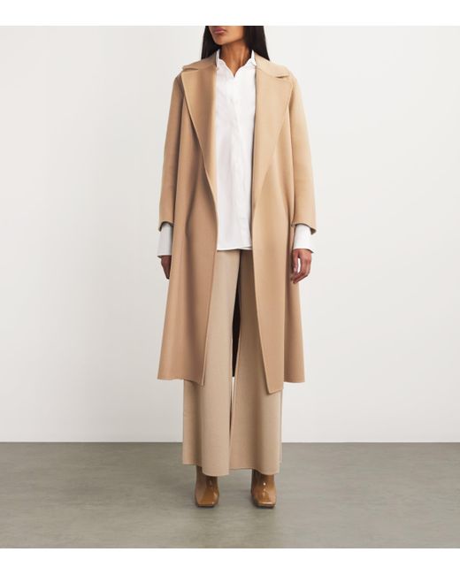 Max Mara Natural Virgin Wool Wrap Coat