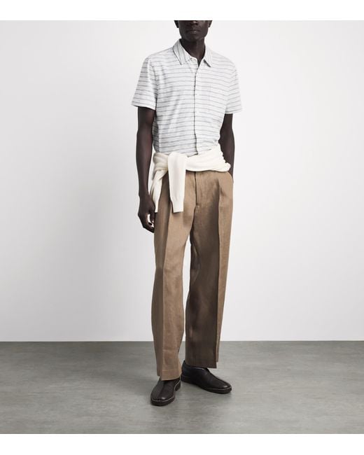 PAIGE White Cotton Stripe Carillo Polo Shirt for men