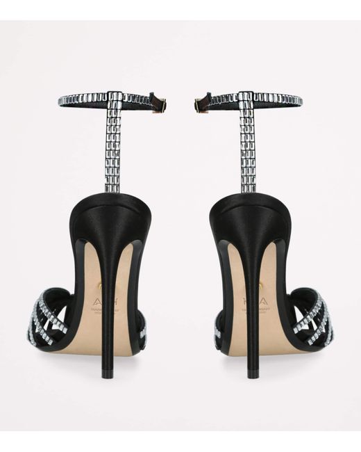 ALEVI Black Satin Embellished Penelope Heeled Sandals 110