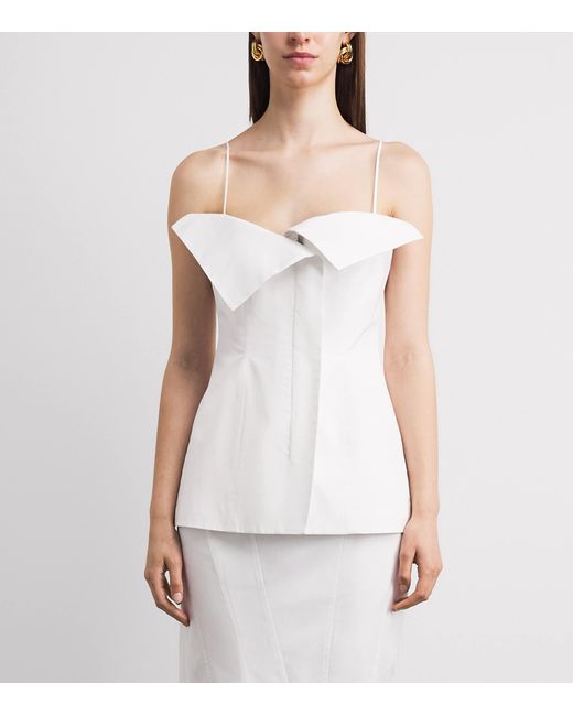 FFORME White Cotton Folded Eilwen Top