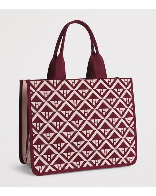 Harrods Red Medium Geometric Tote Bag
