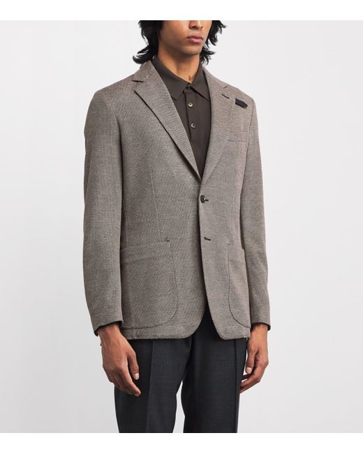 Brioni Gray Silk-Wool Single-Breasted Blazer for men