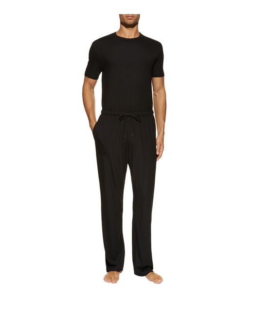 Derek Rose Black Basel Lounge Trousers for men