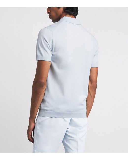 J.Lindeberg White Knitted Ridge Polo Shirt for men