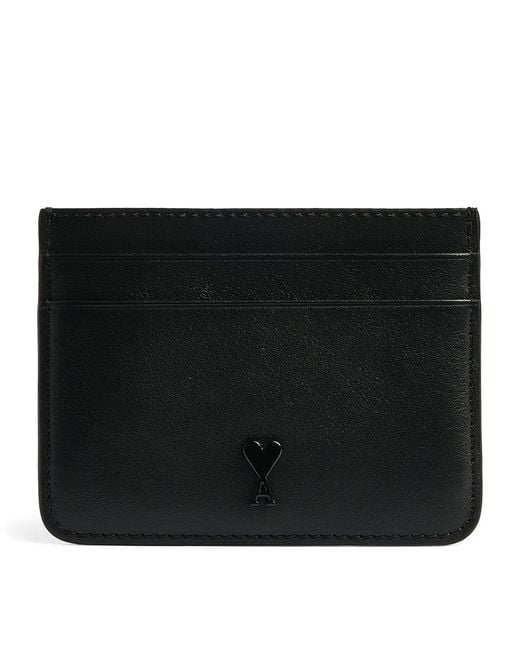 AMI Black Leather Ami De Coeur Card Holder for men
