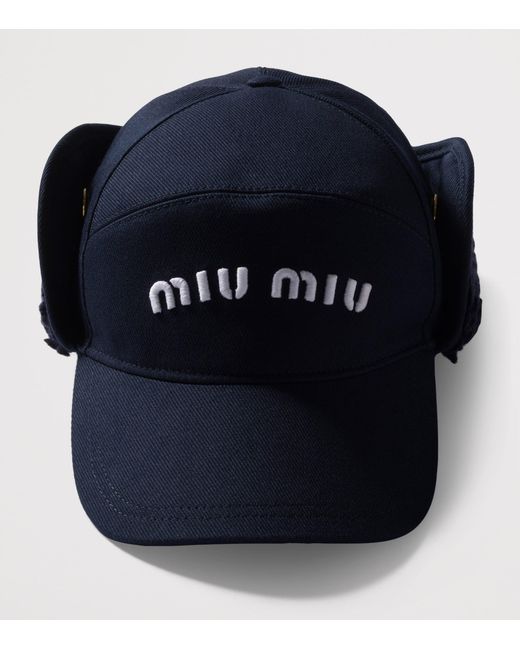 Miu Miu Blue Drill And Fleece Baseball Cap