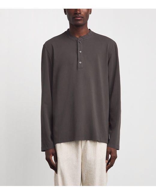 Barena Gray Cotton Jersey Henley Top for men