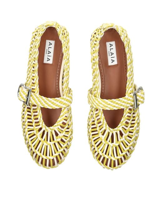Alaïa Metallic Leather Braided Ballerina Flats