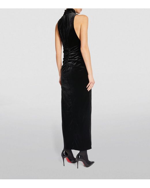 Alessandra Rich Black Velvet Sleeveless Maxi Dress