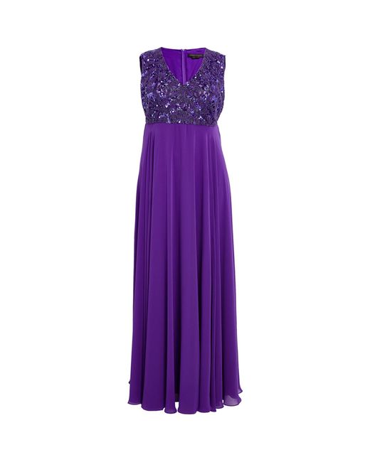 Marina Rinaldi Purple Bead-embellished Maxi Dress