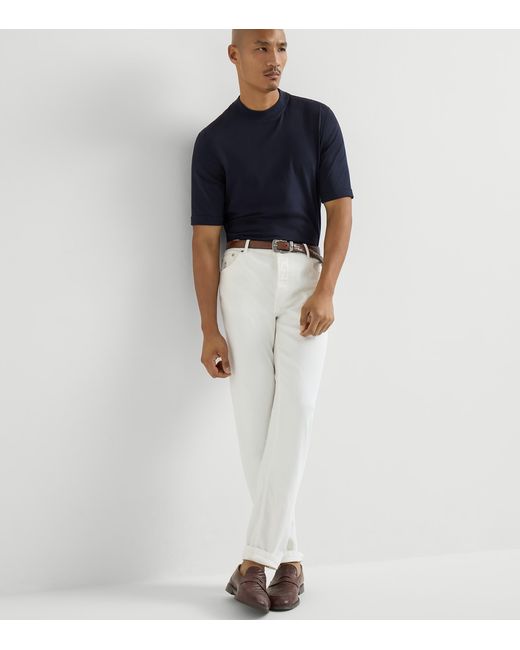 Brunello Cucinelli White Comfort Straight Jeans for men