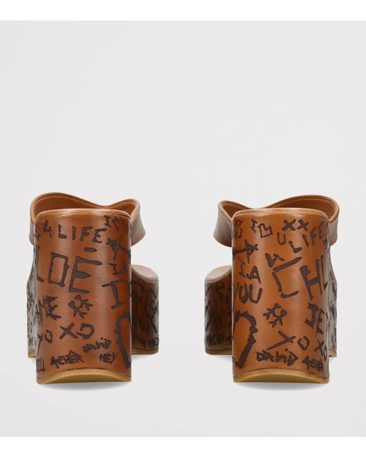 Chloé Brown Leather Maxime Wedge Sandals 80