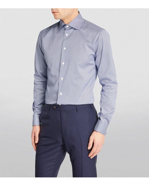 Eton of Sweden Blue Cotton Striped Slim Shirt for men