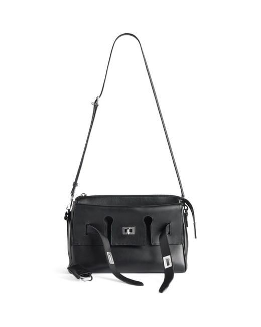 Balenciaga Black Leather Bel Air Messenger Bag for men