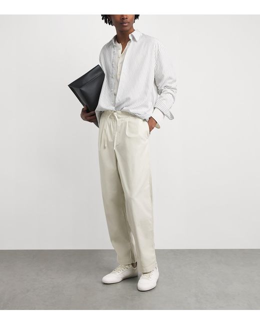 Officine Generale Natural Cotton-Blend Drawstring Peterson Trousers for men