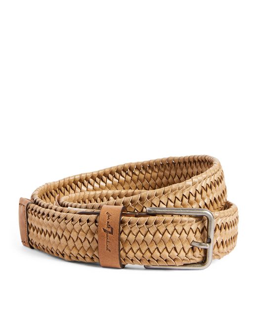 7 For All Mankind Metallic Leather Woven Belt for men
