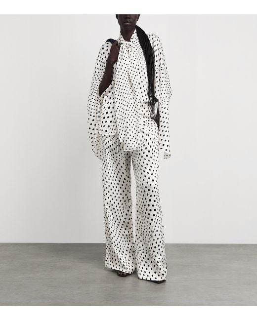 Stella McCartney White Polka Dot Wide-Leg Trousers