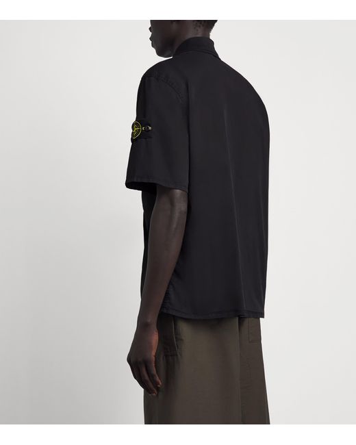 Stone Island Black Stretch-Cotton Short-Sleeve Shirt for men