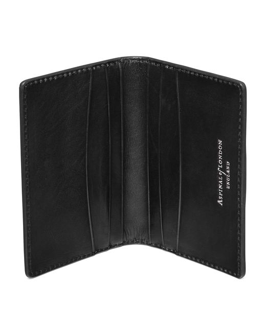 Aspinal Black Leather Double Fold Card Holder