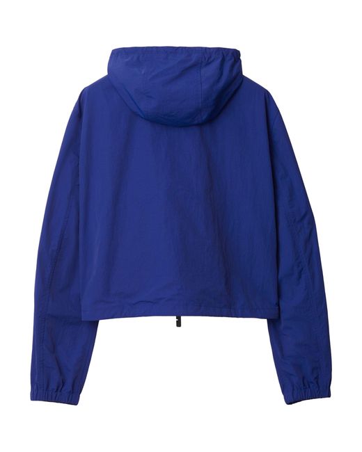 Burberry Blue Cropped Hooded Jacket