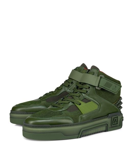 Christian Louboutin Green Astroloubi Leather Mid-top Trainers for men