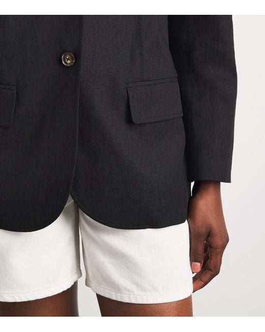 ME+EM Blue Linen-Blend Icon Blazer