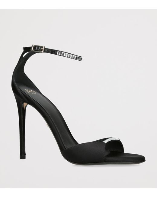 ALEVI Black Satin Ninel Xtal Heeled Sandals 110