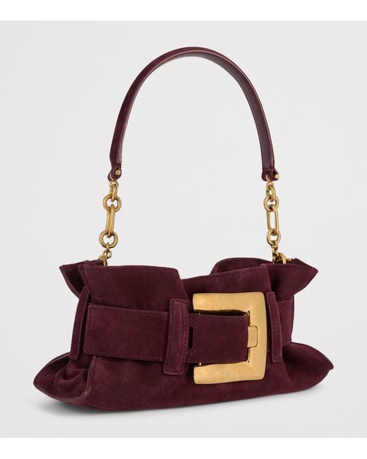 Balmain Purple Mini Suede Anthem Shoulder Bag