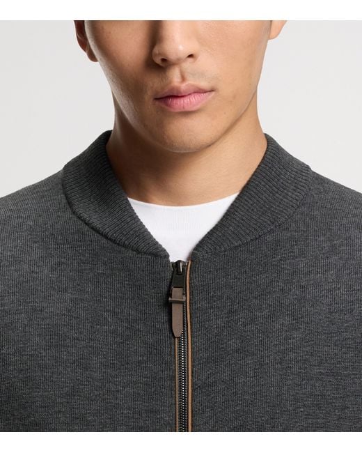 Boss Gray Wool-Blend Bomber Jacket for men