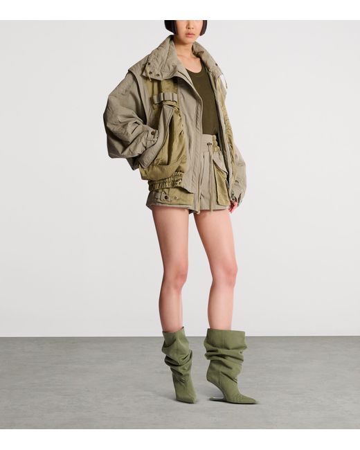 Balmain Green Twill Bomber Jacket
