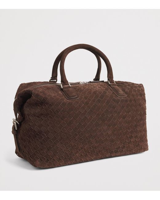 Officine Creative Brown Suede Woven Armor Duffle Bag for men