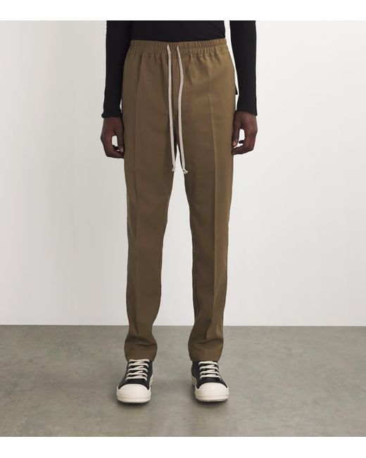 Rick Owens Natural Virgin Wool Drawstring Trousers for men