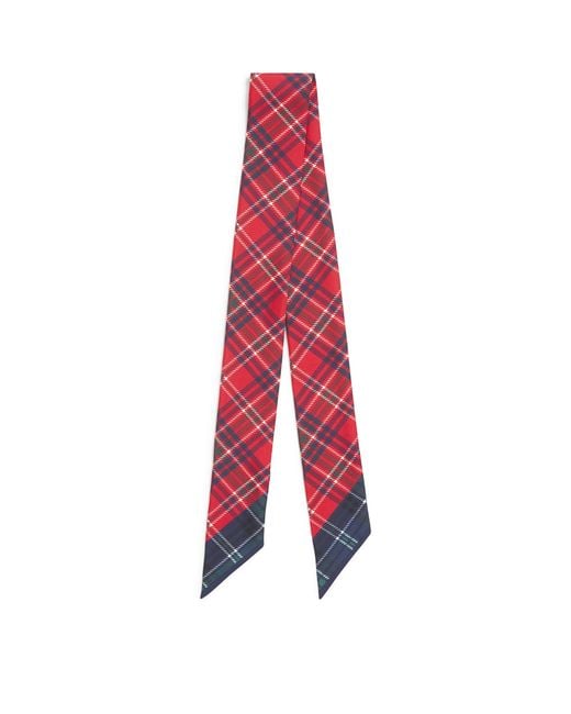 Harrods Red Silk Tartan Scarf