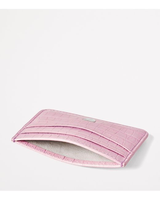 Aspinal Pink Croc-Embossed Slim Card Holder