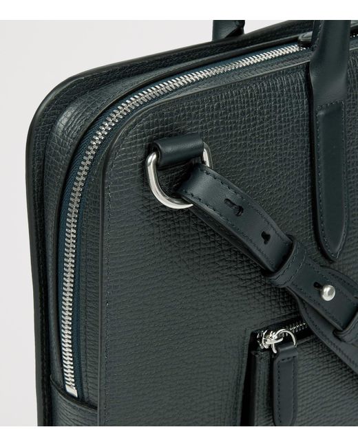 Smythson Green Ludlow Calf Leather Ultra Slim Briefcase for men