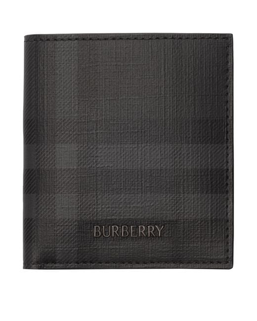Burberry Black City Check Folding Card Holder for men