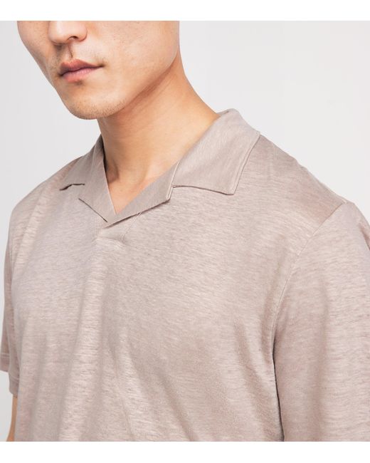 Eleventy Pink Linen Polo Shirt for men