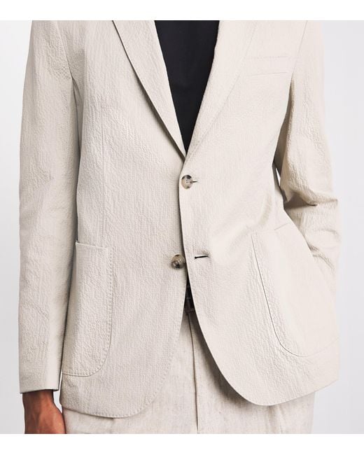 Boss White Seersucker Hanry Blazer for men