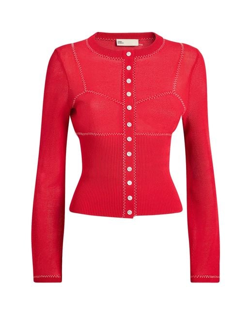 Tory Burch Red Stitch Cardigan