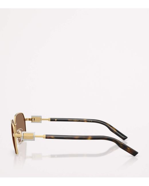 Dolce & Gabbana Brown Wire-Frame Rectangular Sunglasses for men
