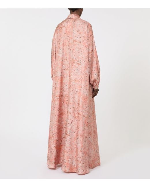 Max Mara Pink Printed Maxi Shirt Dress