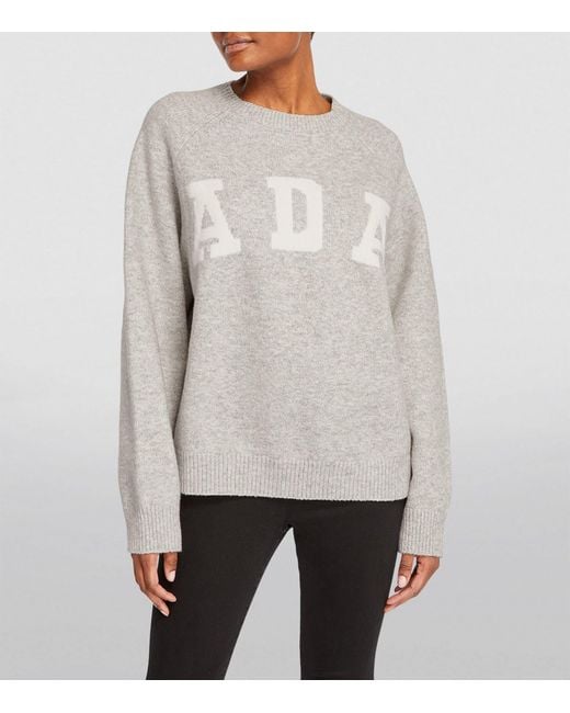 ADANOLA Gray Oversized Logo Sweater