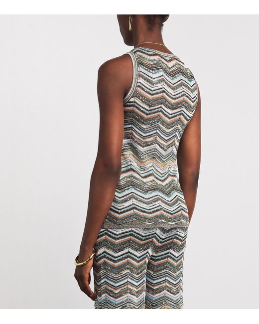 Missoni Gray Sequin Chevron Tank Top