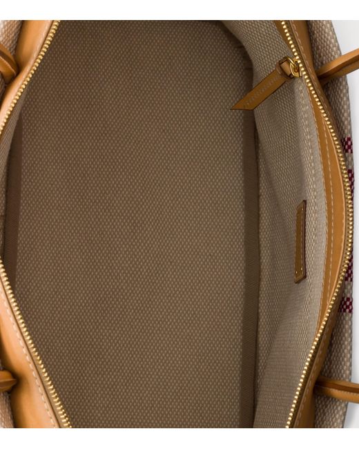 Prada Brown Canvas And Leather Tote Bag