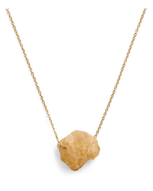 Hermina Athens Metallic Plated And Citrine Lukumaki Necklace