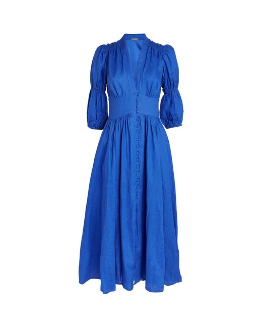 Cult Gaia Linen Willow Midi Dress in Blue | Lyst
