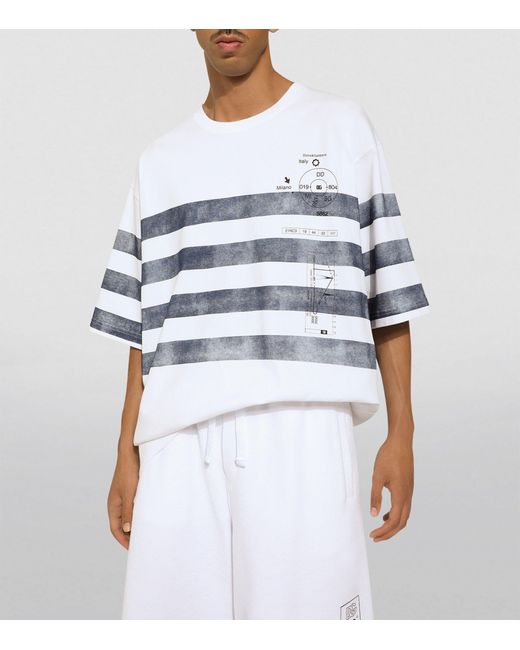 Dolce & Gabbana White Cotton Marina Print T-shirt for men