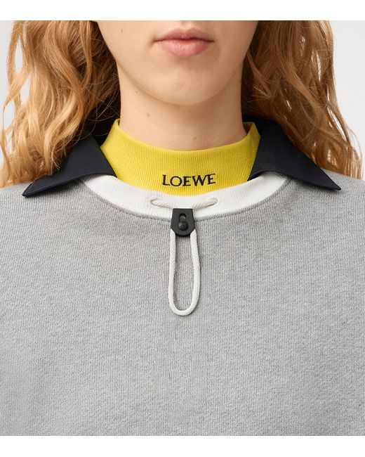 Loewe Gray Cotton-Blend Drawstring Sweatshirt