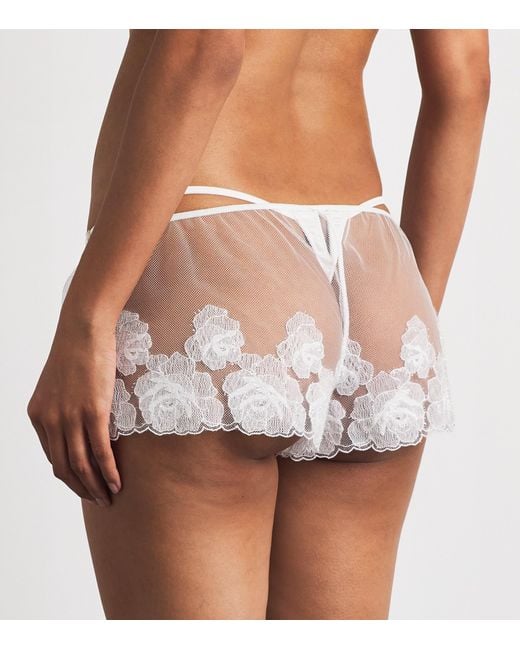 Kiki de Montparnasse White Lace Fleurs Veloutées Shorts